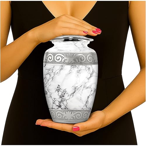 Cremation Urn for Ashes Adult Male & Female – Handcrafted Large Funeral Urn with Velvet Bag – Memorial Urns for Human Ashes Adult Man – A Dignified Tribute to Honor Life & Legacy (Off White, Large)