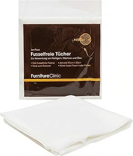 Furniture Clinic fusselfreie Reinigungstücher im 3er-Pack, zum Reinigen, Ölen von Holzmöbeln, Auftragen von Holzwachsen und mehr, 3 Stück