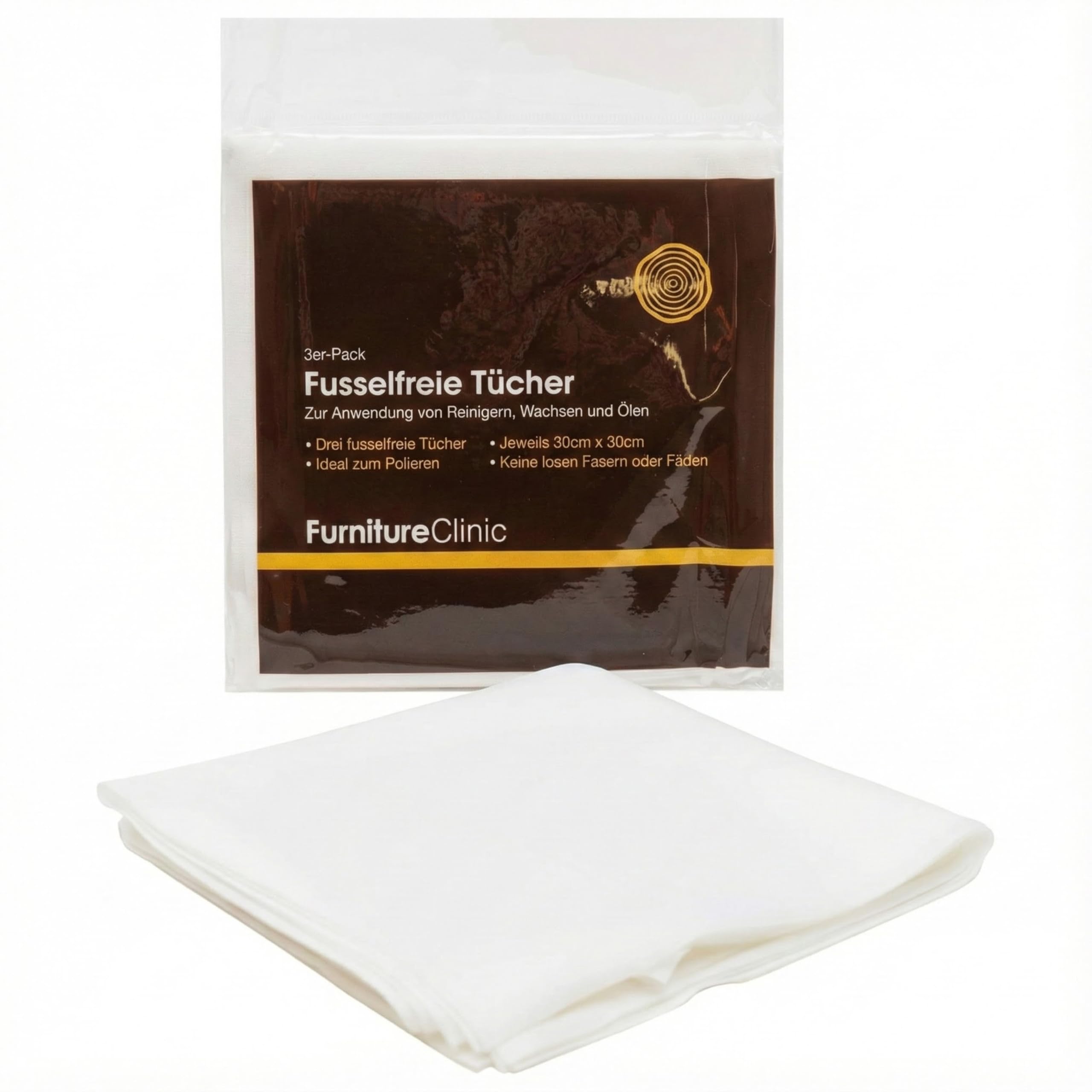 Furniture Clinic fusselfreie Reinigungstücher im 3er-Pack, zum Reinigen, Ölen von Holzmöbeln, Auftragen von Holzwachsen und mehr, 3 Stück