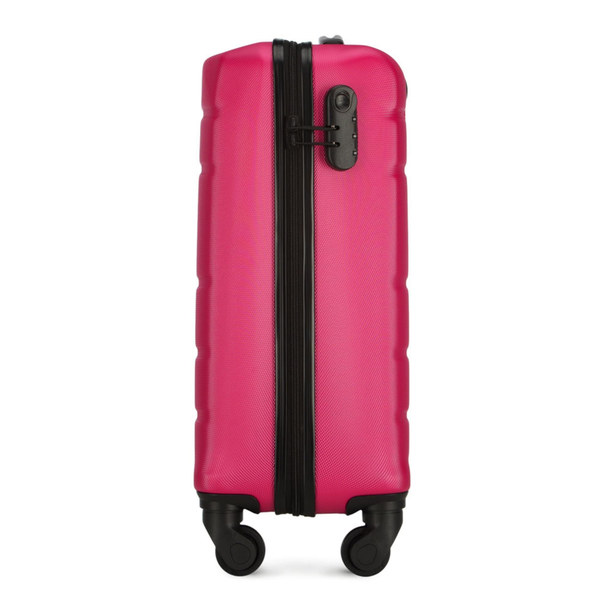 WITTCHEN Valigia da Cabina Trolley Bagaglio a Mano Valigia a rotelle Valigia piccola Trolley guscio duro in ABS con 4 ruote spinner Serratura a combinazione Maniglia telescopica Globe Line rosa