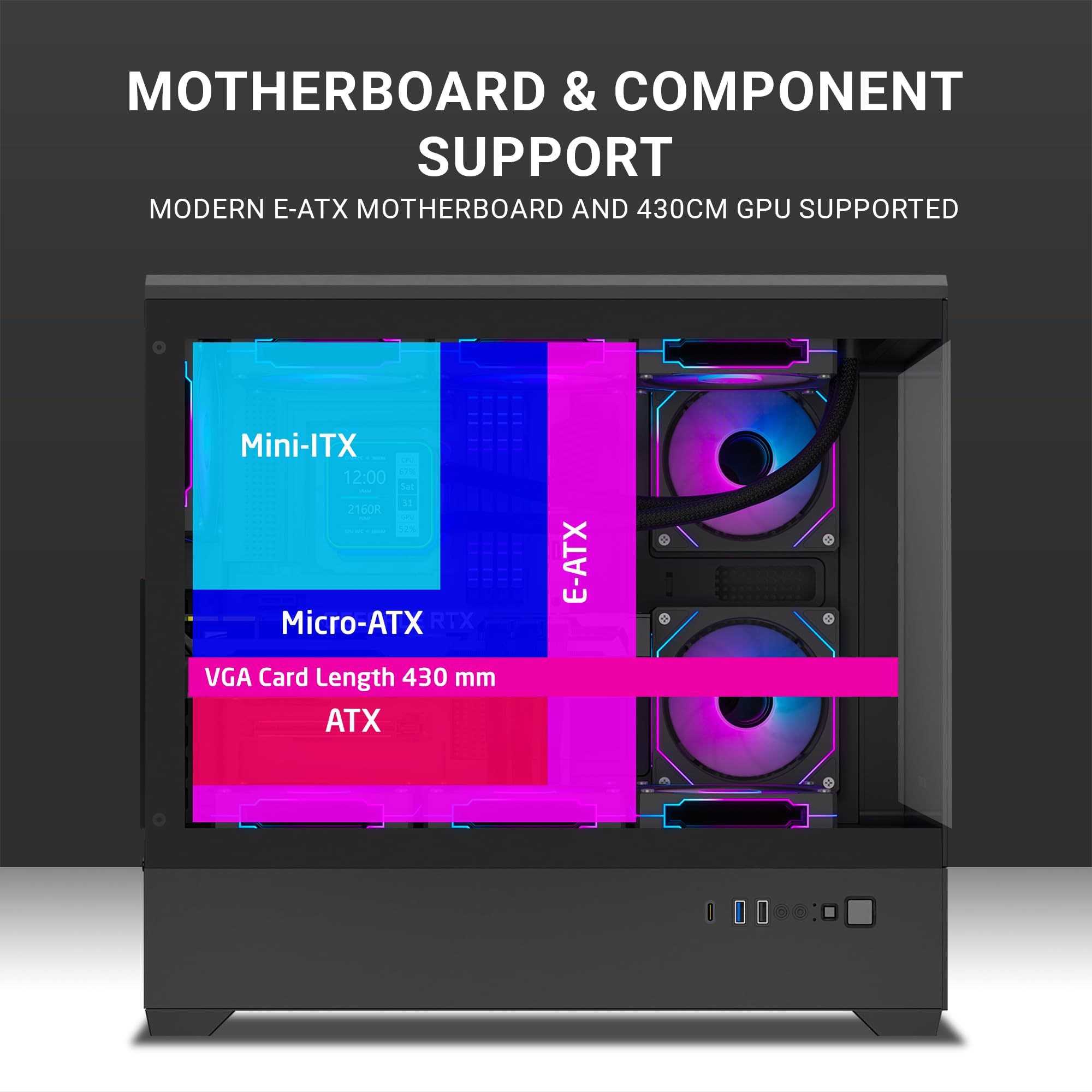 Ant Esports Crystal X6 Lite - Black Gaming Case -8