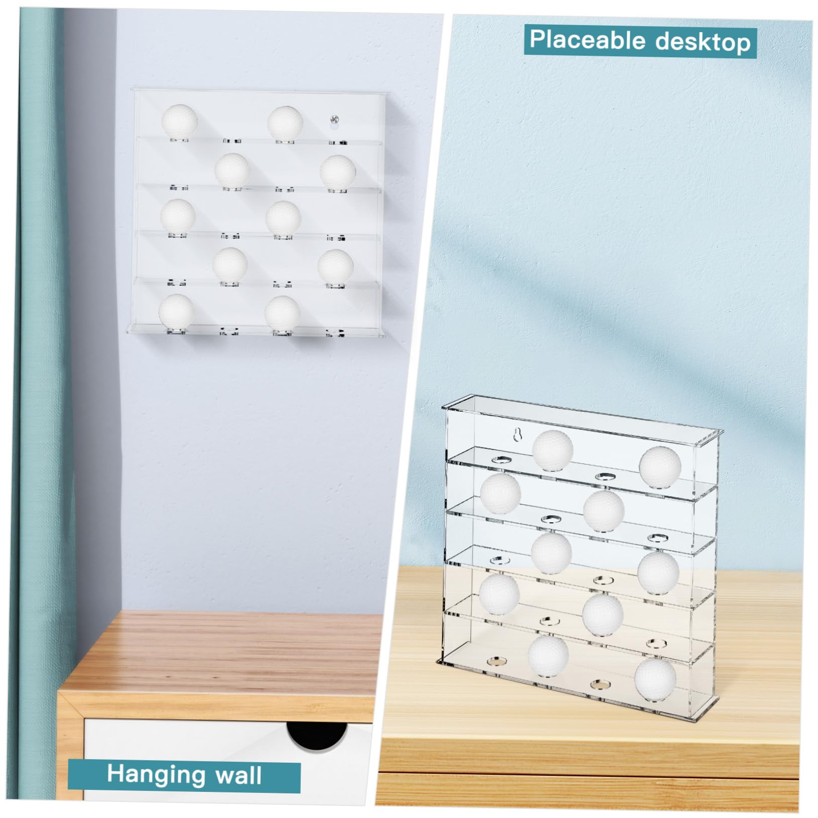 WOONEKY Vitrina de Acrílico para Balones de Golf Soporte de Pared