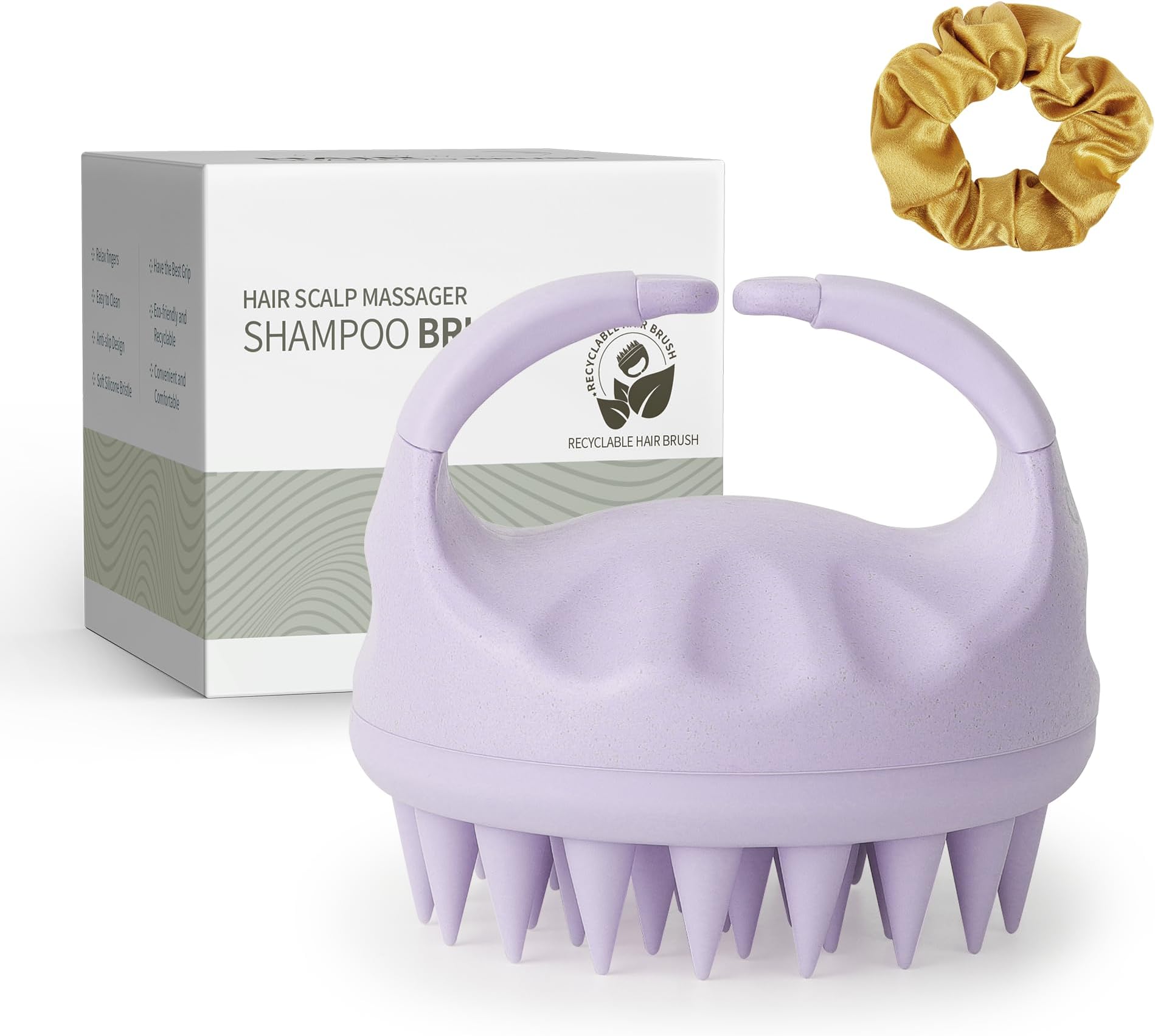 Sndyi Scalp Massager Shampoo Brush, Scalp Scrubber with Soft Silicone Bristles, Scalp Exfoliator for Dandruff Removal, Scalp Massager for Hair Growth, Wet Dry Hair Brush for Scalp Care, Green (Taro Purple)