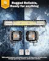 Vista 4 de Auxbeam Serie Blanco Ámbar de 6 Modos, Barra de Luz LED de 22" con Conjunto Combo de Módulos LED de 3", Luces Estroboscópicas Intermitentes de Doble