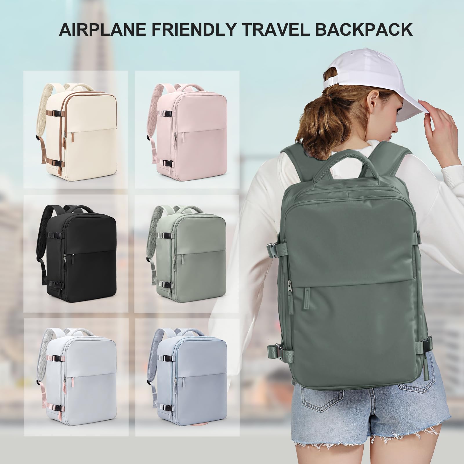 SZLX Zaino da viaggio con Sottovuoto Zaino Ryanair 40x20x25 Bagaglio a Mano Easyjet 45x36x20 Donna Borse da Cabina Impermeabile Uomo Adatto a PC da 14 pollici Travel Backpack per Sportivo Trekking