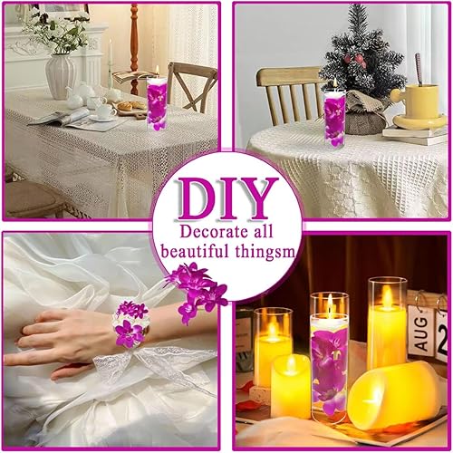 Miniatura 6 de 10 velas flotantes de flores artificiales de orquídea, centro de mesa, centros de mesa de boda, relleno de jarrón, relleno para bodas, fiestas de