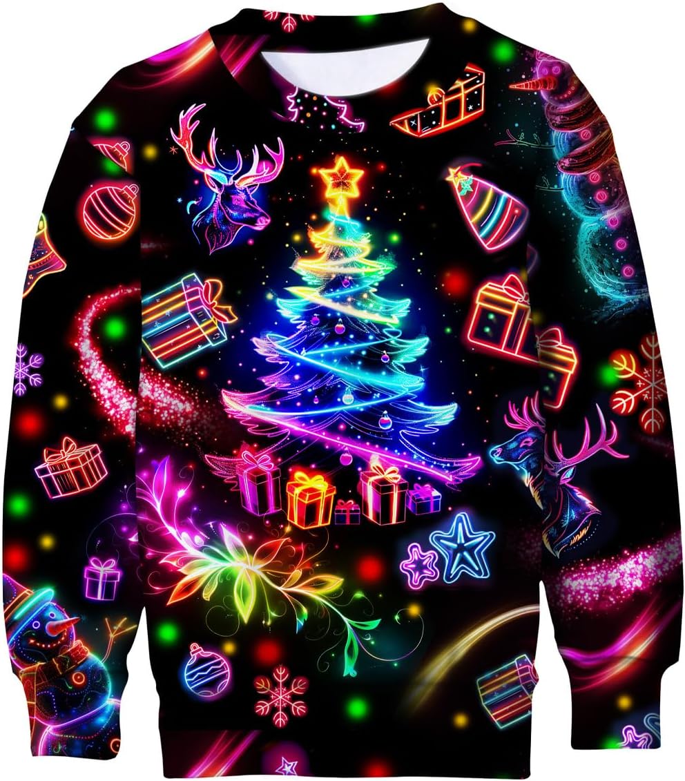 Lovekider Boys Christmas Ugly Sweater 4-16Y Kid 3D Xmas Pullover Sweatshirt