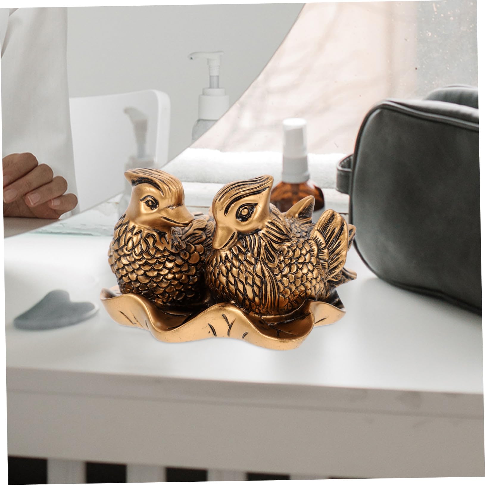 VICASKY 5 Stück Mandarinenente Figur aus Sicherem Resin Romantische Hochzeitsdeko und für Brautpaar Langlebige Skulptur mit Liebe Vögel Motiv Leicht und Vielseitig für Zuhause und Büro