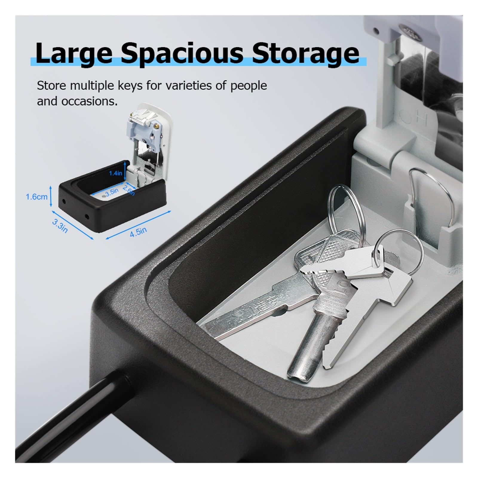 Caja fuerte para llaves al aire libre, resistente a la intemperie, 4 dígitos, cerradura combinada para contraseña segura, montaje en pared, caja fuerte de metal para el hogar y la oficina, 1 unidad