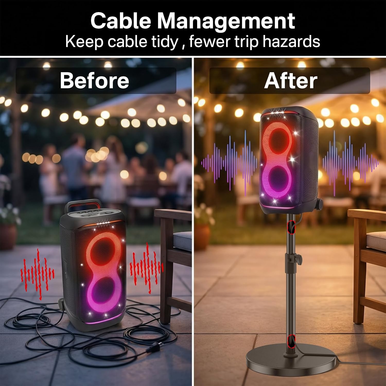 Floor Speaker Stand for JBL PartyBox 520 Stand, Adjustable Height 24.4"-32.3", Heavy Duty Surround Speaker Stands for JBL PartyBox Stand with Reinforced Base, Supports Up to 57 Lbs, 1 Pack