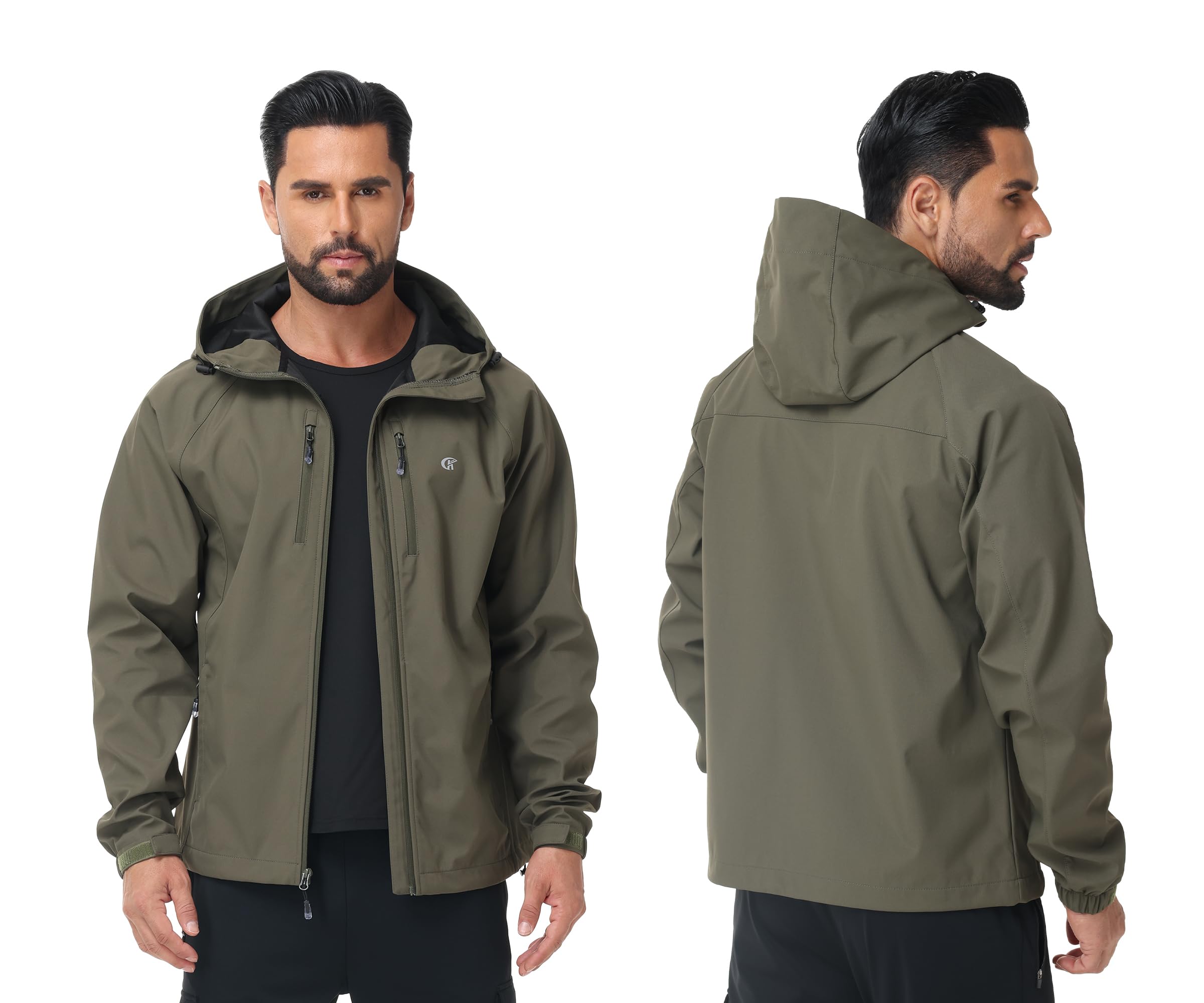 Huayuzh Chaqueta softshell para hombre, impermeable, cortavientos, transpirable, para exteriores, cortavientos, senderismo, camping