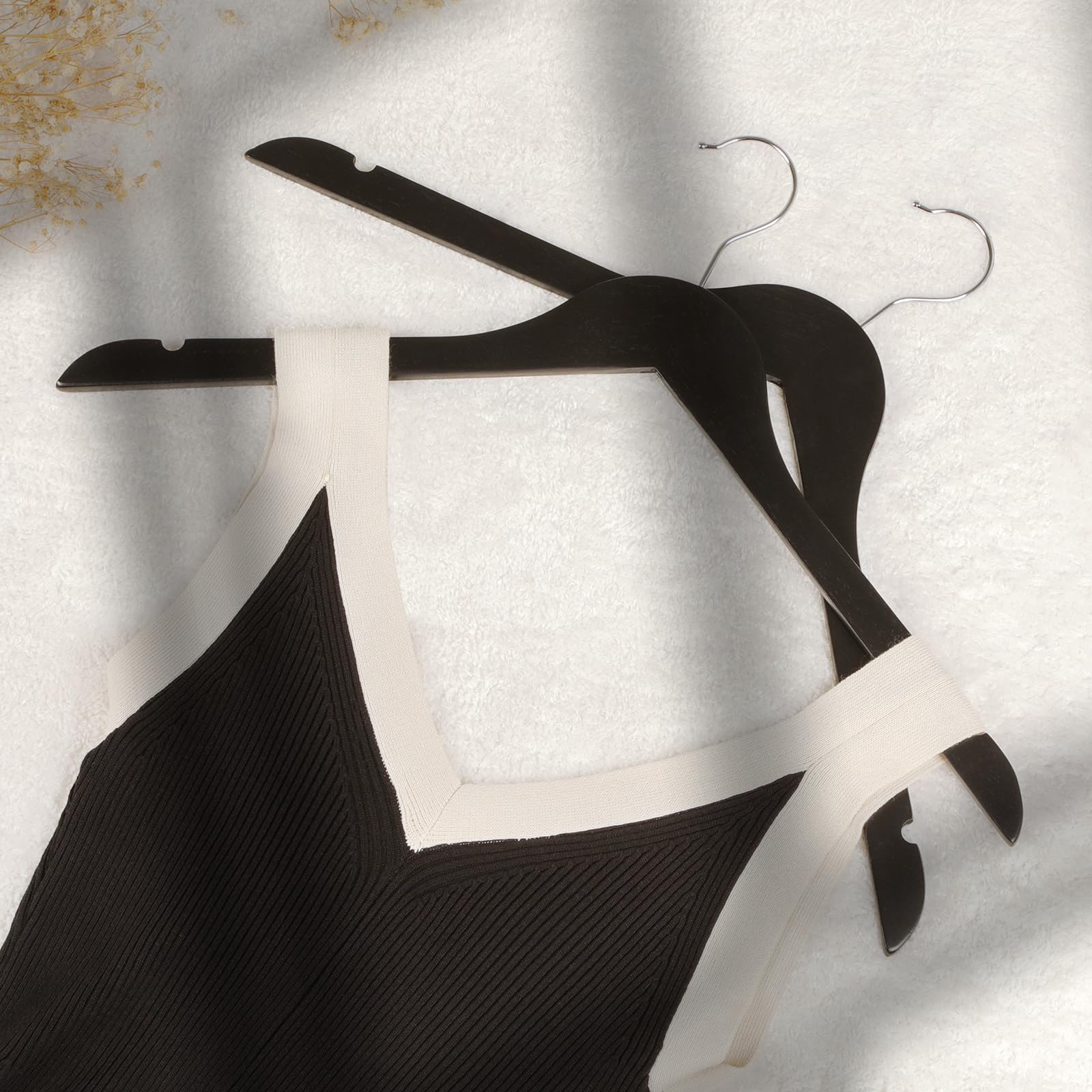 Topia Wooden Hangers 10 Pack – Slim Black Space-Saving Hangers For Coats, Shirts & Dresses