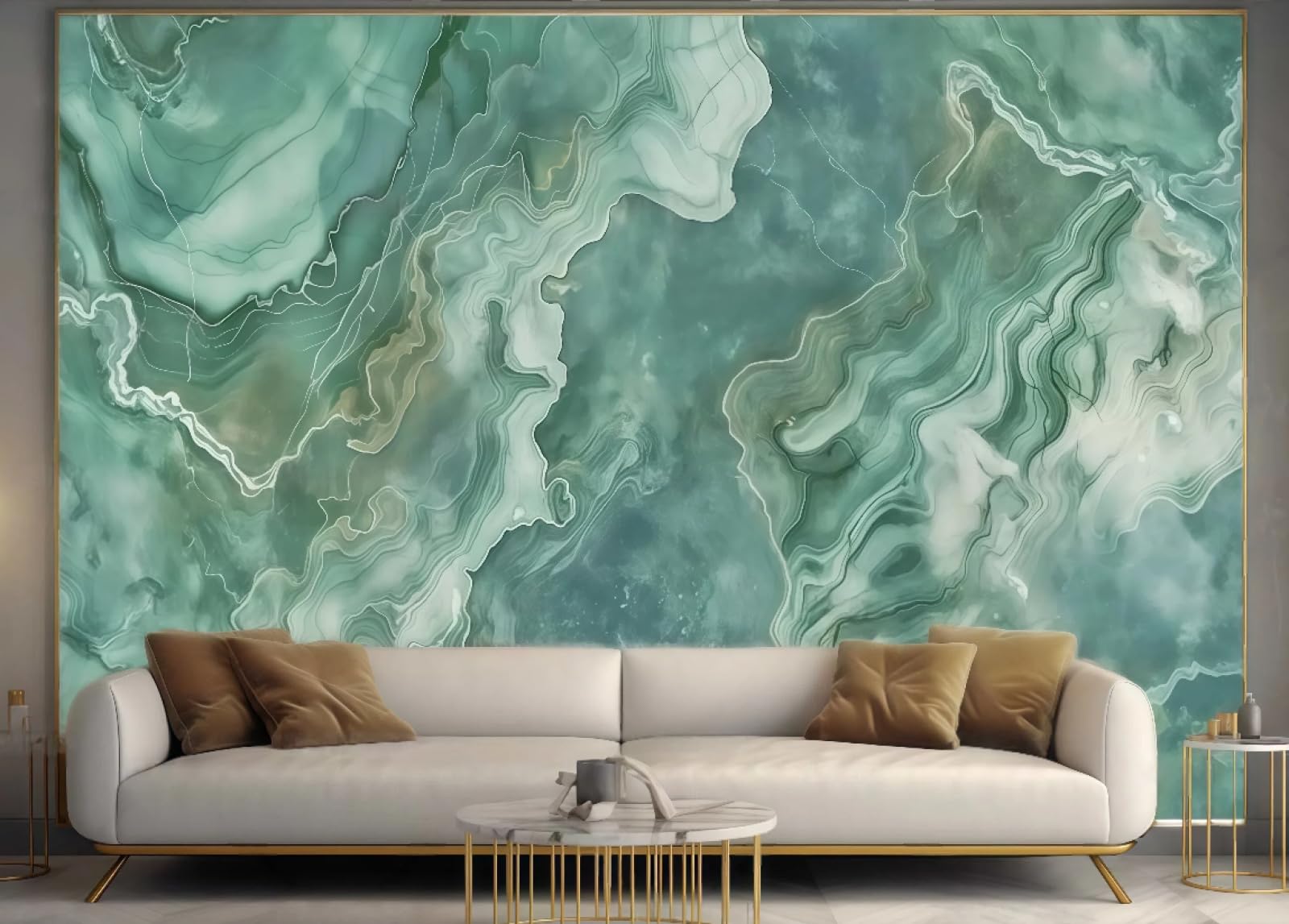 Tapeta Nowoczesna Minimalistyczna Oliwkowa Sztuka Falista Tłoczenie Skały Jasnozielony Marmurowy Wzór TV Sofa Tło Ściana Tapeta Salon Restauracja Kawiarnia Mural, 3D, 250 x 175 cm
