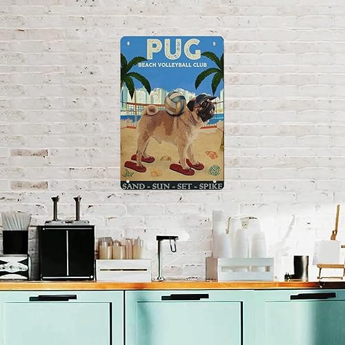 Miniatura 7 de Letrero de metal con texto en inglés "Warning Property Is Protected By An Attack Pug Dog", letrero de metal vintage para bar, pub, comedor,