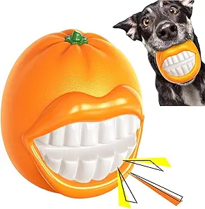 LiuMelinda Dog Chew Toys for Aggressive-Chewers - Indestructible Dog Toy for Aggressive Chewer,Tough Chew Toys for Dogs (Rubber Orange)