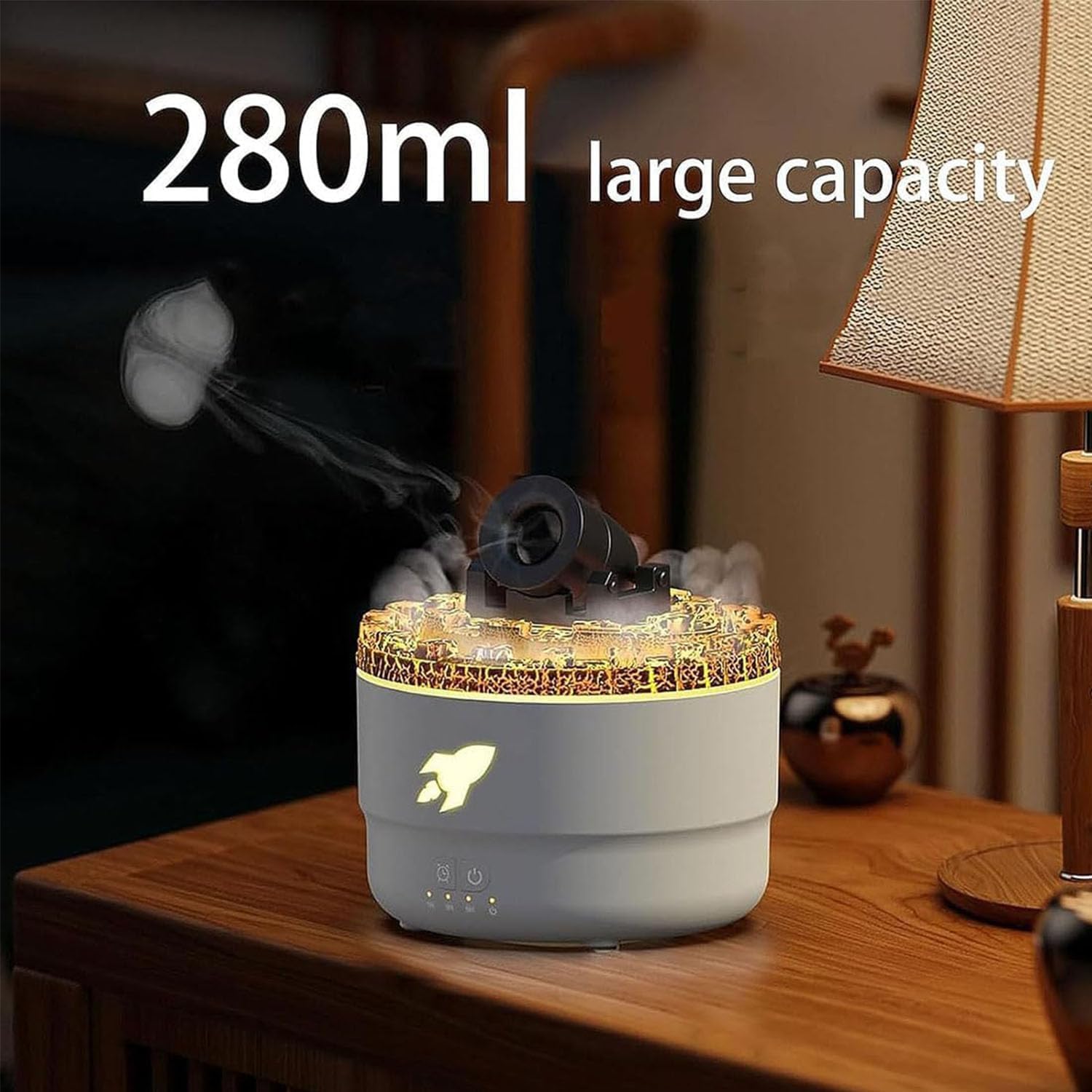 Cannon Blast Aroma Humidifier, Turret Aromatherapy Diffusore Silenzioso, LED per Camera da Letto, Spegnimento Automatico Senz'acqua per Casa, Ufficio (Nero)