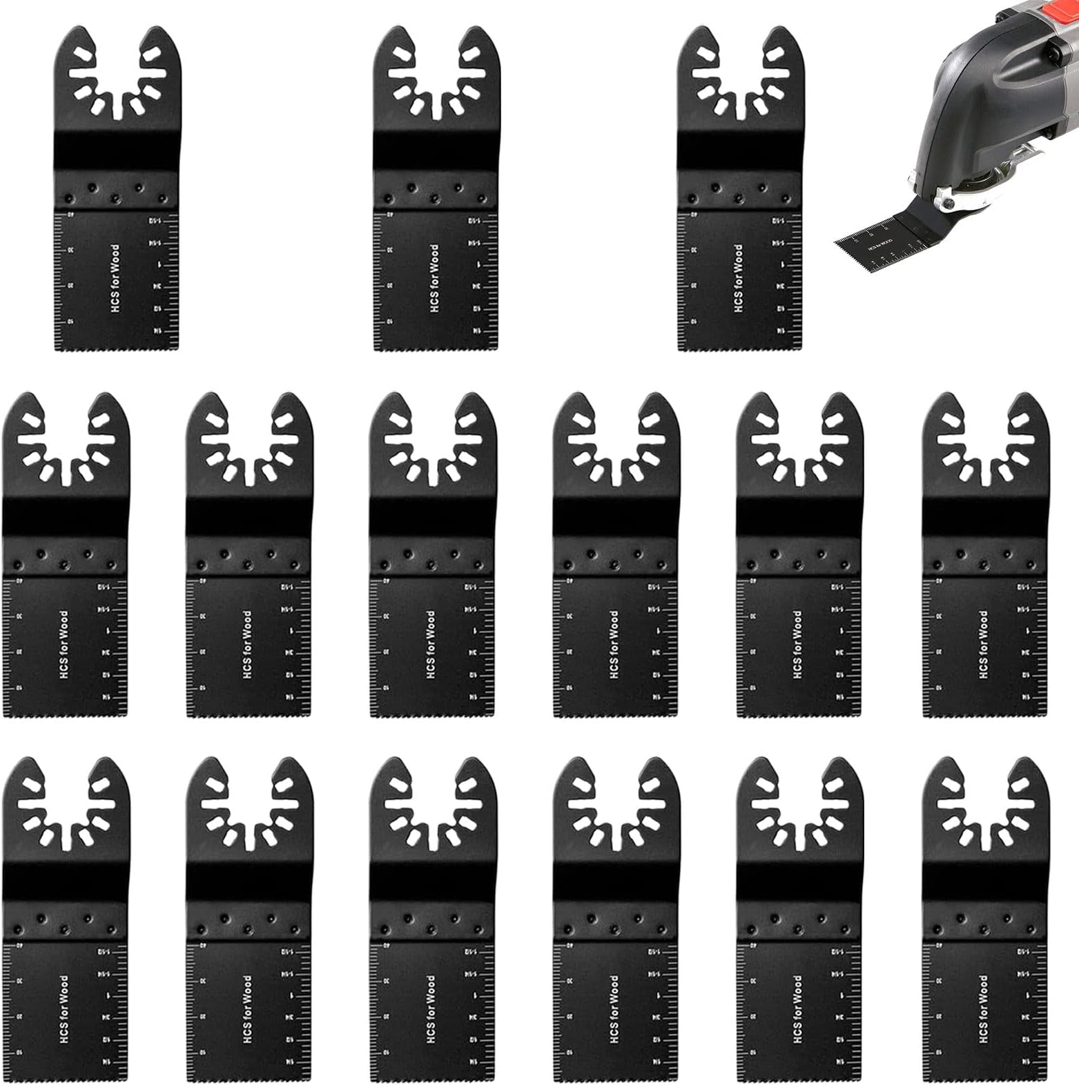 15 Pcs Multi Tool Blade, 34mm Oscillating Tool Blades, High Carbon Steel Oscillating Saw Blades, for Cutting Wood, Metal, Plastic