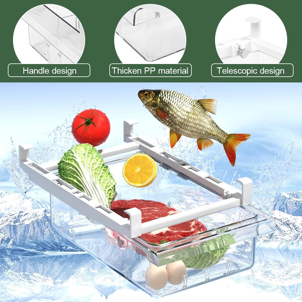 CAREDGO 2 Stück Kühlschrank-Organizer, Aufbewahrungsbox für Kühlschrank, 2 Stile, Schublade, Kühlschrank, Aufbewahrung, transparent, für Obst und Gemüse