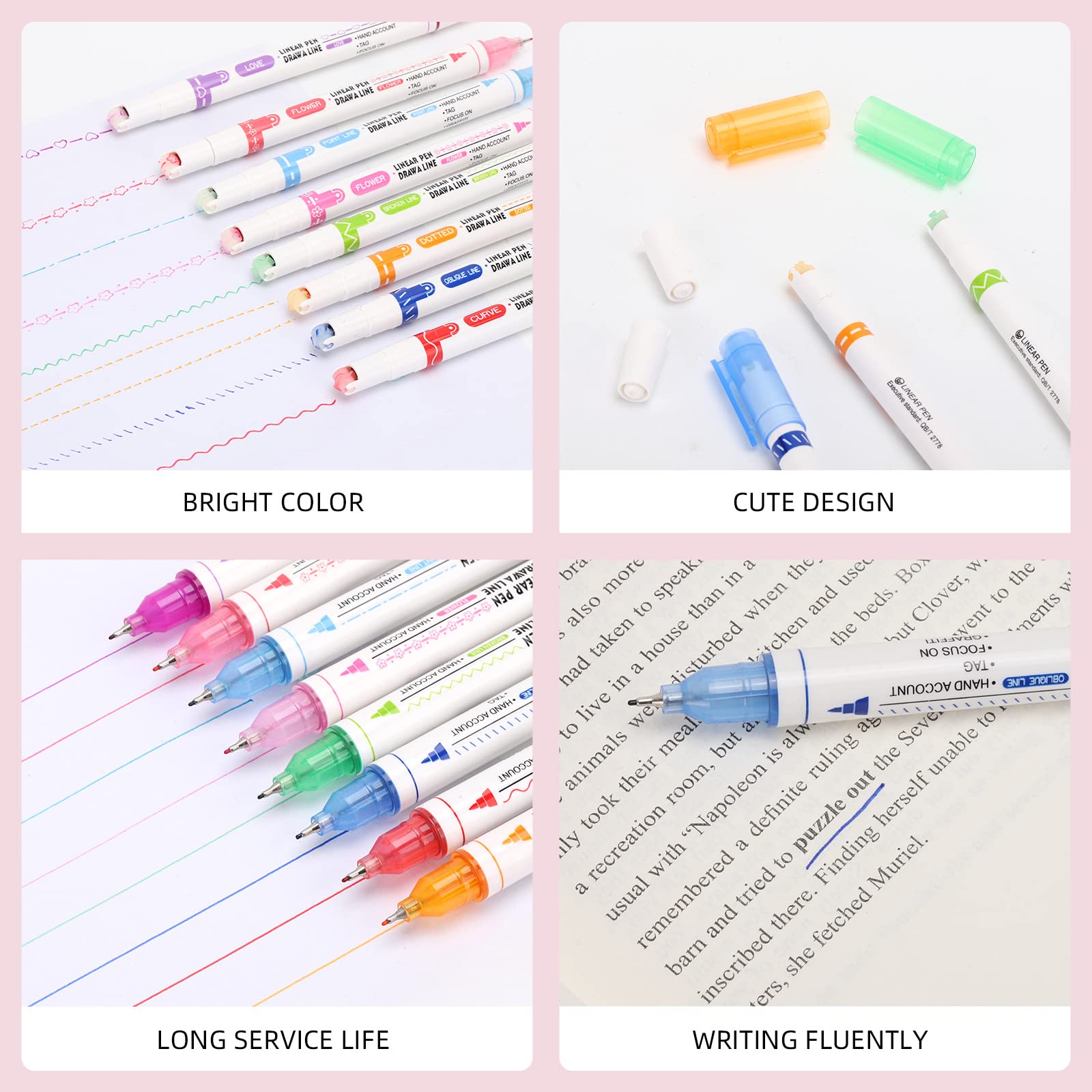 Amazon.co.jp: Tecbeauty カーブ蛍光ペン8点セット デュアル