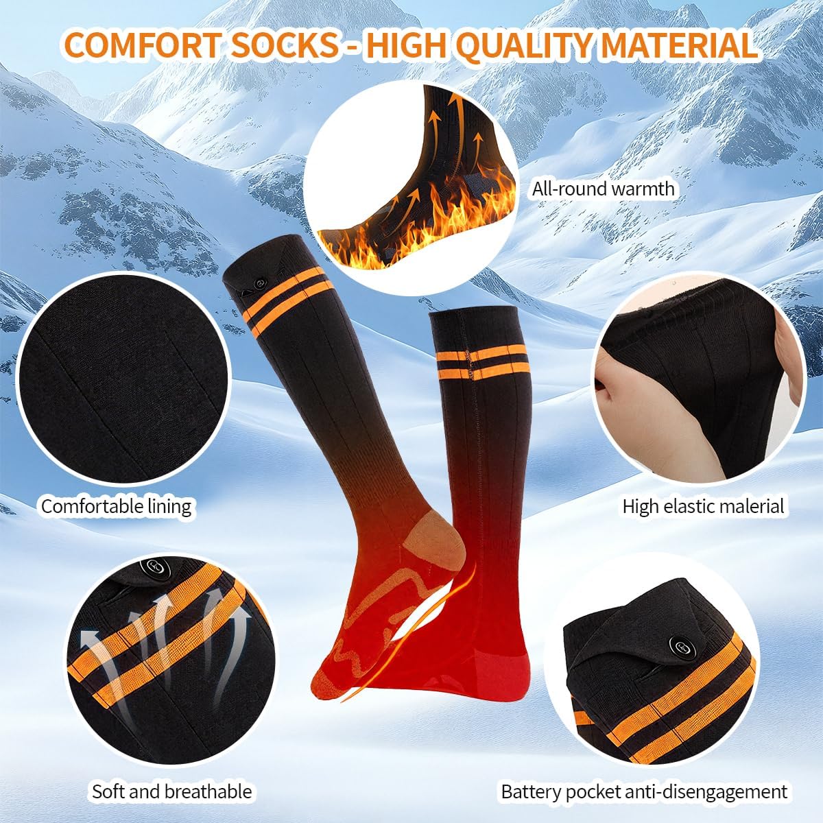 Warming Heated Socks for Men Women, Battery Powered Cold Weather Heat Socks - Image 4