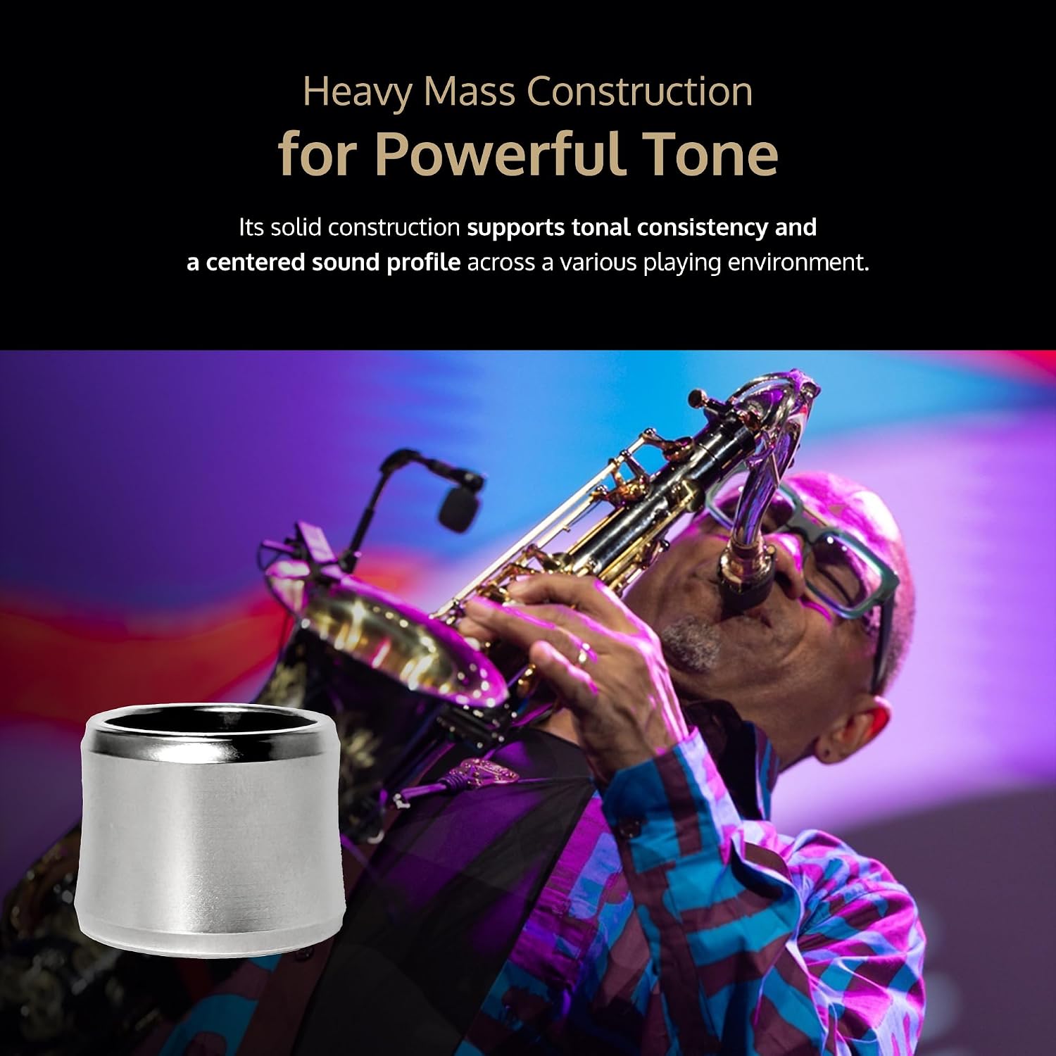 JodyJazz POWER RING® Ligature MT1PM for SUPER JET Tenor Mouthpiece - Palladium Matte Finish with Cap - Heavy Mass Design & Durable Tarnish Resistant Construction - Easy Slide-On Fit