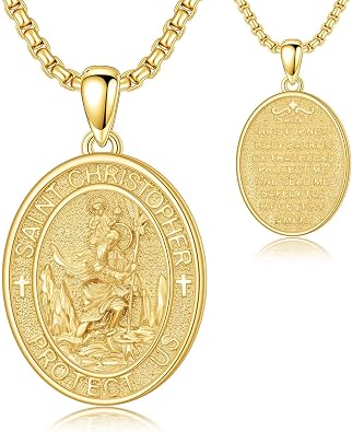 925 Sterling Silver St Michael/St Raphael/St Jude/St Christopher/St Benedict Crucifix Pendant Necklace Religious Amulet Jewelry Gift for Men Women