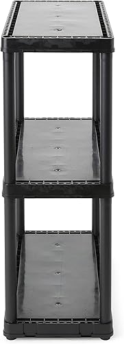 Miniatura 8 de Gracious Living Unidad de almacenamiento de 3 estantes de altura fija y ligera 12 x 24 x 33 pulgadas sistema organizador para el hogar garaje sótano