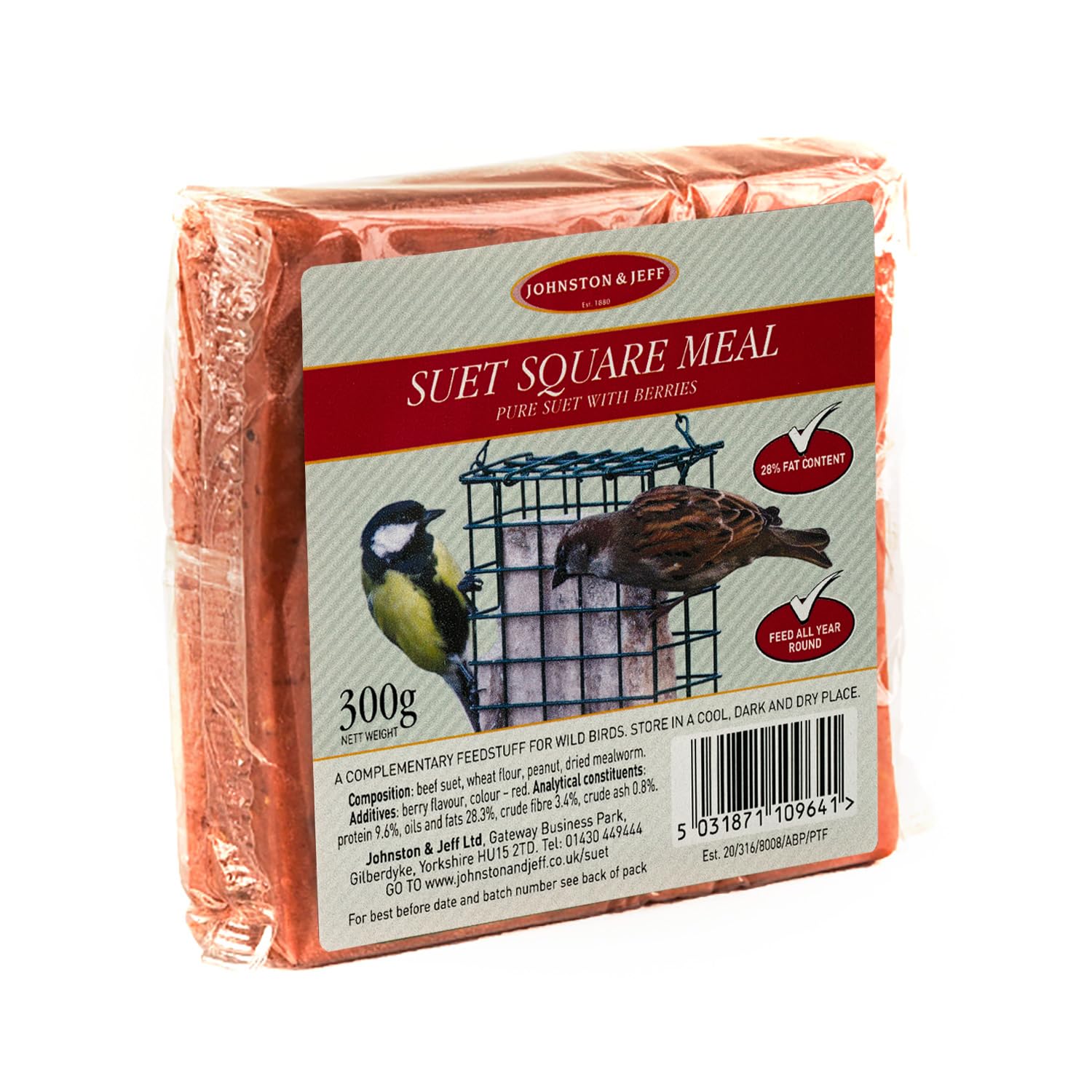 12 x 300g Johnston & Jeff Suet Blocks With Berries And Bugs โ image 1