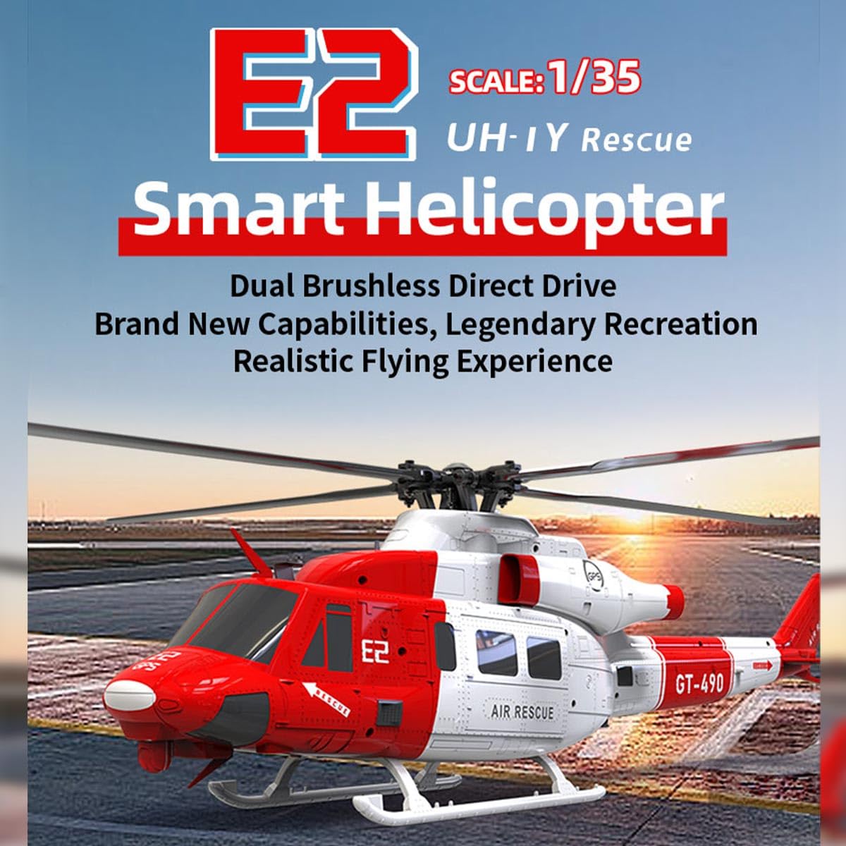 Helikopter RC GPS dla dorosłych, E2 UH-1Y 2,4G 6CH podwójna bezszczotkowa waga z napędem bezpośrednim RC symulacja wojskowa model helikoptera z pozycjonowaniem Lidar i regulowanym