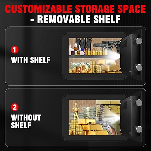 Miniatura 5 de Caja de seguridad ignífuga de 1.0 pies cúbicos con pantalla LCD, teclado digital electrónico, cerradura de llave oculta, caja de seguridad personal