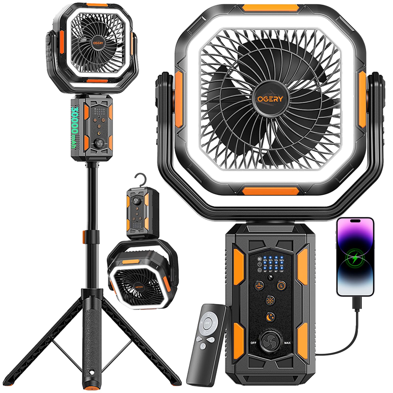 OGERY Portable Camping Fan with Tripod