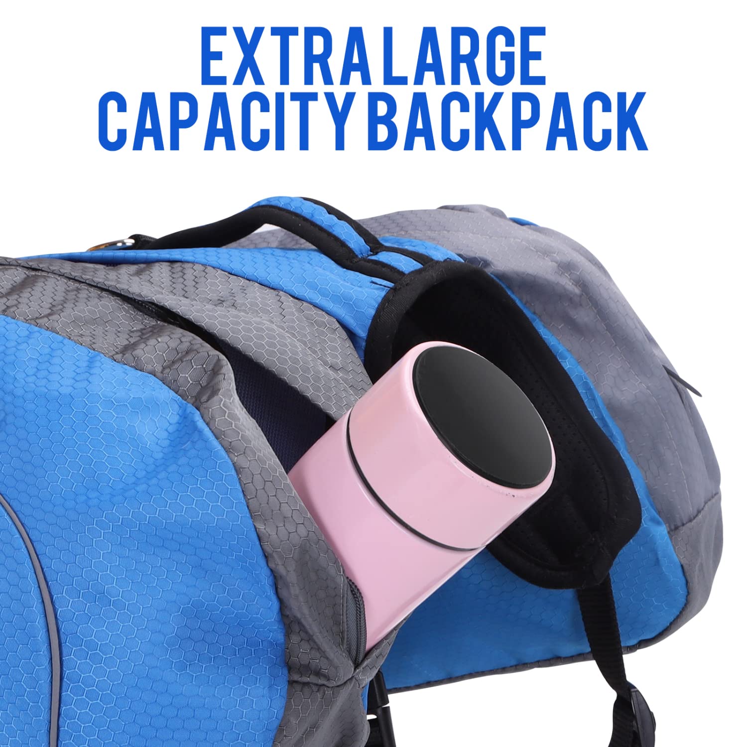 Nobleza - Mochila Arnés Chaleco para Perro, Alforja Bolsa de Hombro Ajustable, Bolsa Sillón para Excursionismo, Senderismo y Camping con Tira Reflectante para Mascota, Azul - L