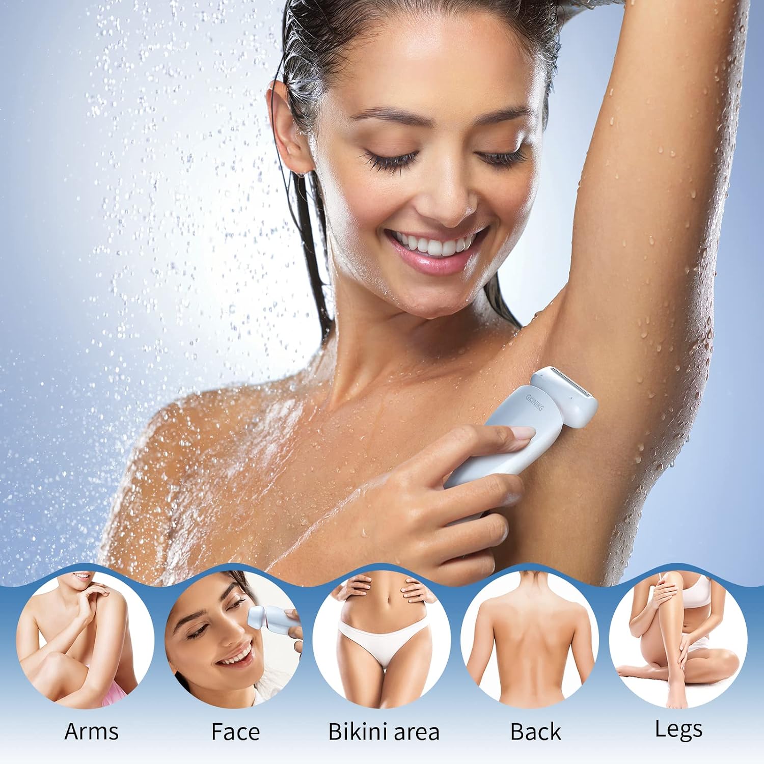 Electric Razors for Women,GKINIKG 2 in 1 Electric Shaver for Women Bikini Trimmer,Womens Electric Razor for Face Beard Legs Armpit,Portable Wet Dry Hair Removal Cordless with Rechargeable Base