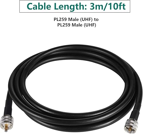 Miniatura 7 de GEMEK Cable de extensión PL259 a PL259 de 10 pies, puente coaxial UHF MM S-MR400 de baja pérdida para radio CB, analizador de antena, medidor SWR,