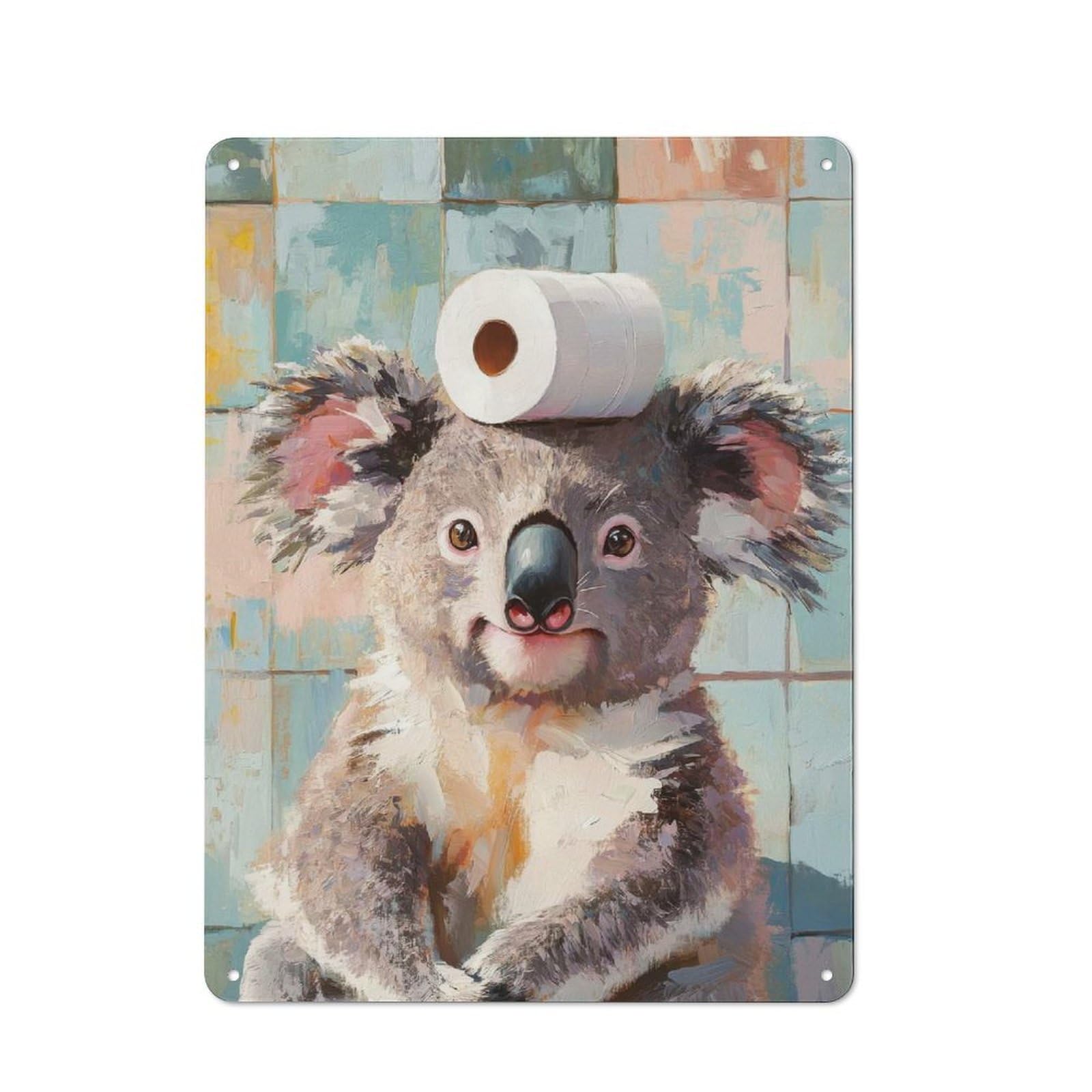 Junmoney Koala With Toilet Paper Rustic Metal Sign 40X30cm For Kitchen Or Home Bar, Gift For Kitchen Decor Lovers During The Christmas Season