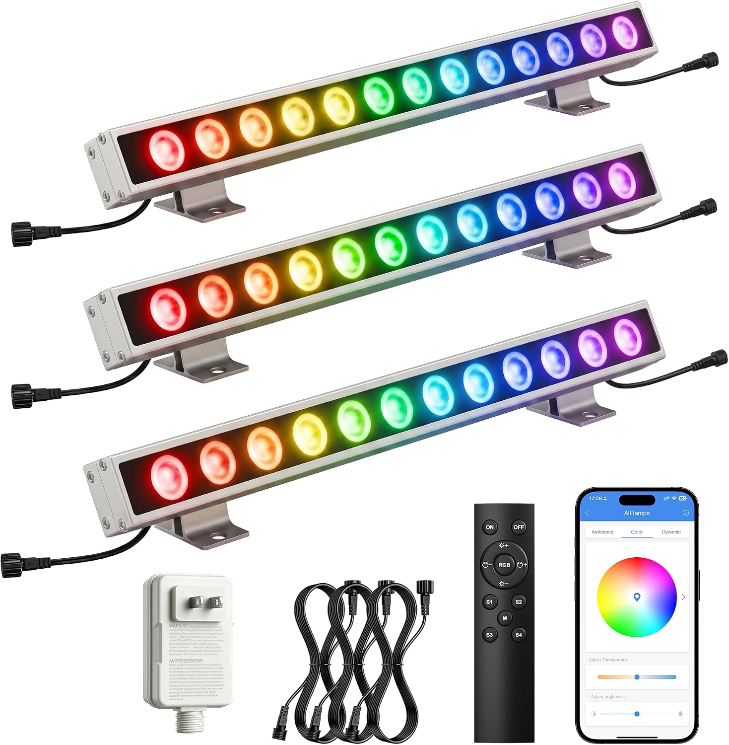 Smart Wall Washer Lights, 3 Pack RGBCW, 24V DC