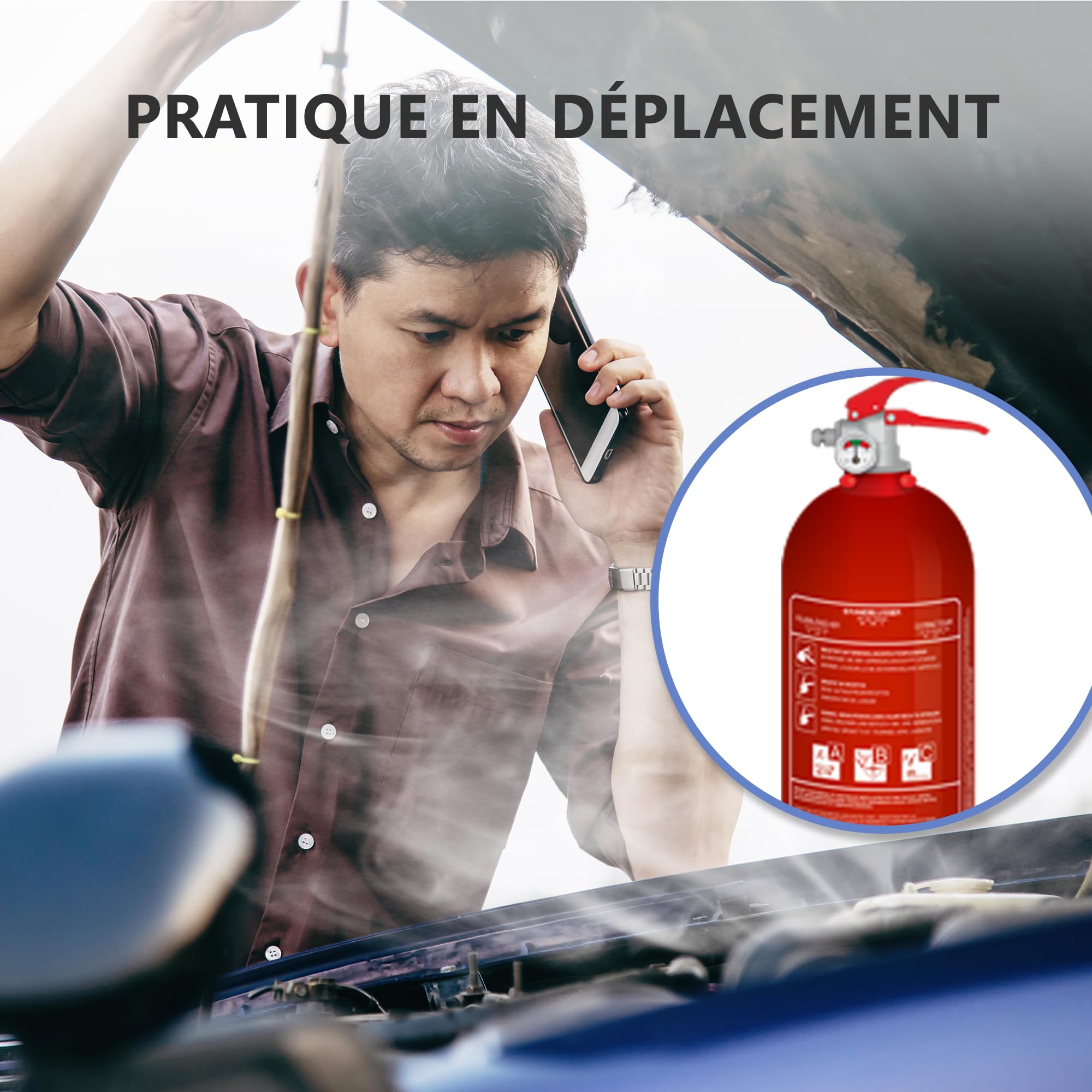 ELRO FEP1KG Extincteur à Poudre 1 kg – Classes ABC – pour Voiture, Maison, Caravane, Garage – Certifié en 3