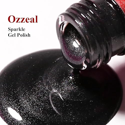 Miniatura 7 de Ozzeal Esmalte de uñas de gel con perlas, esmalte de uñas de gel negro con purpurina brillante, esmalte de uñas de gel brillante para otoño e