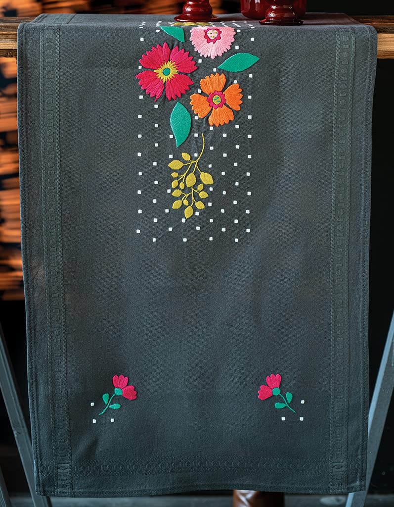 VERVACO Kit Ricamo Prestampato Per Cuscino – Motivo 'Mondo Colorato Di Fiori' Con Cerniera, Tela 40x40 Cm – Ideale Per Principianti, Include Fili E Istruzioni In Italiano