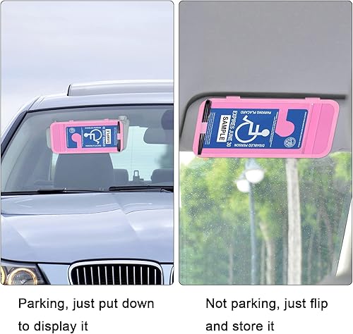 Miniatura 20 de Soporte para Placa de Discapacitado para Auto, Wisdompro Protector de Permiso de Estacionamiento para Discapacitados para Parasol de Carro