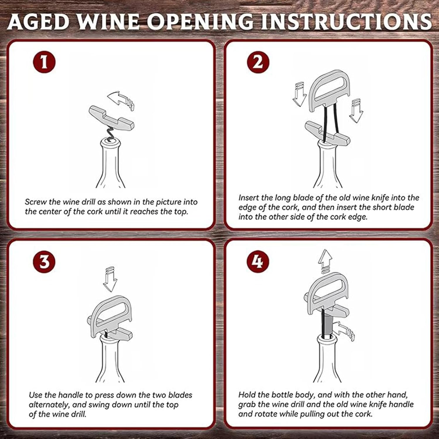 ワインコルク抜き | 手動コルク抜き - ツープロング ビンテージ ワインオープナー | ウェイター バーテンダー ワインコレクター