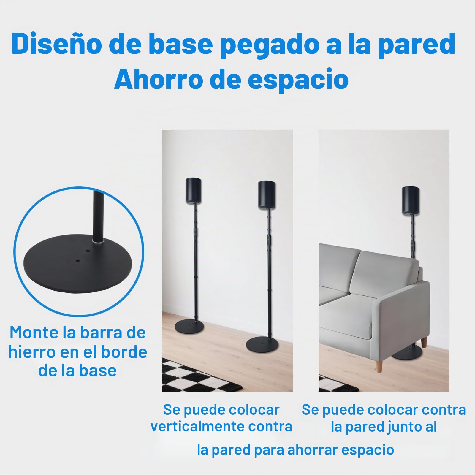 Soportes para Altavoces, soporta Altavoces satélite y Otros Altavoces pequeños, Altura Ajustable de 33« a 48», soporta hasta 6 Libras, HD-718, 2 Paquetes (Negro)