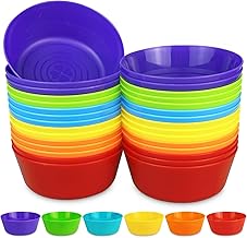 WAIZHIUA 30Pcs Plastic Bowls 300ML/10oz Reusable Plastic Serving Bowls Unbreakable Toddler Bowls Salad Bowl for Kids Party Decor Snack Fruit Dishwasher & Microwave Safe (6 Colours)