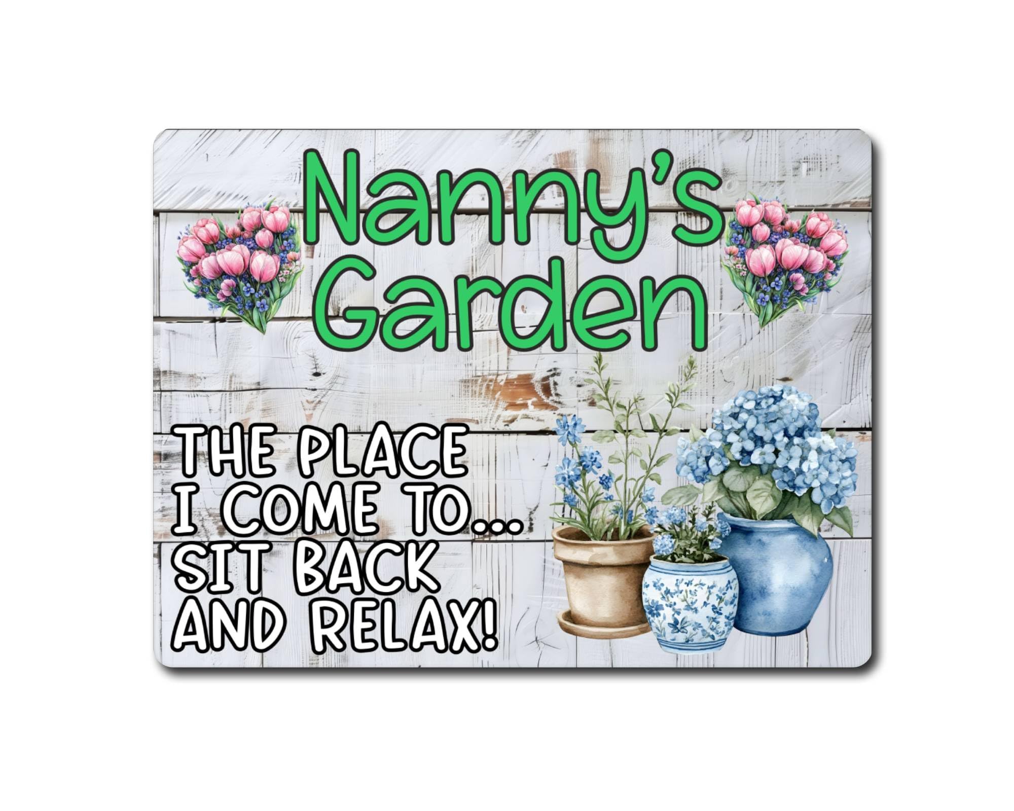 Decalarama Grandparent Garden Metal Sign Gift – Nanny's Garden The Place I Come To...Sit Back And Relax - Family Fun Grandchild Home Allotment Novelty Aluminium Present