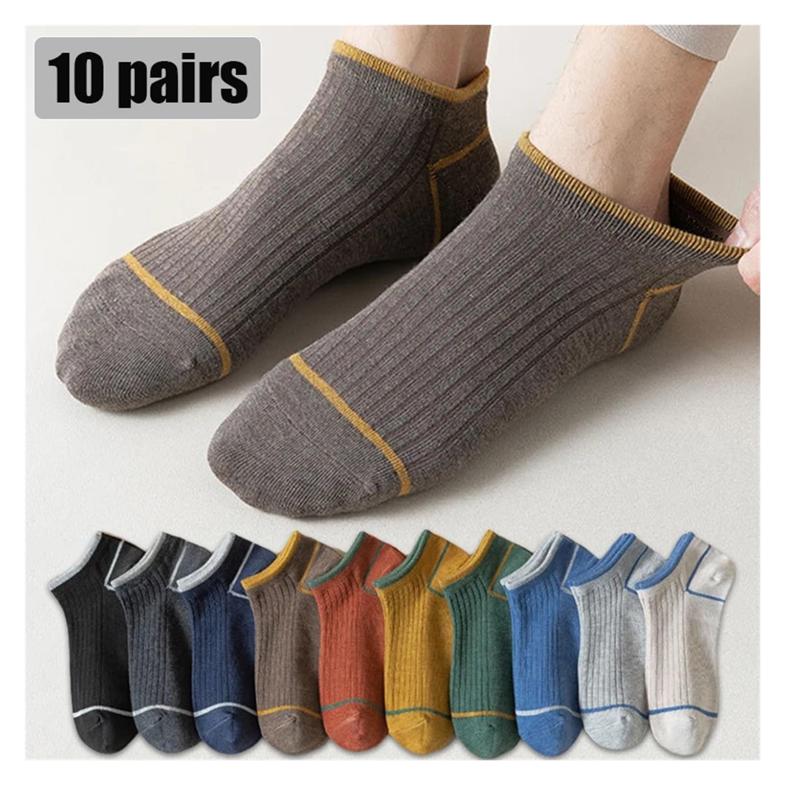 Calcetines Tobilleros Hombre 10 pares de calcetines cortos algodón for hombre, transpirables, cómodos, unisex, suaves, corte bajo, deportivos, malla