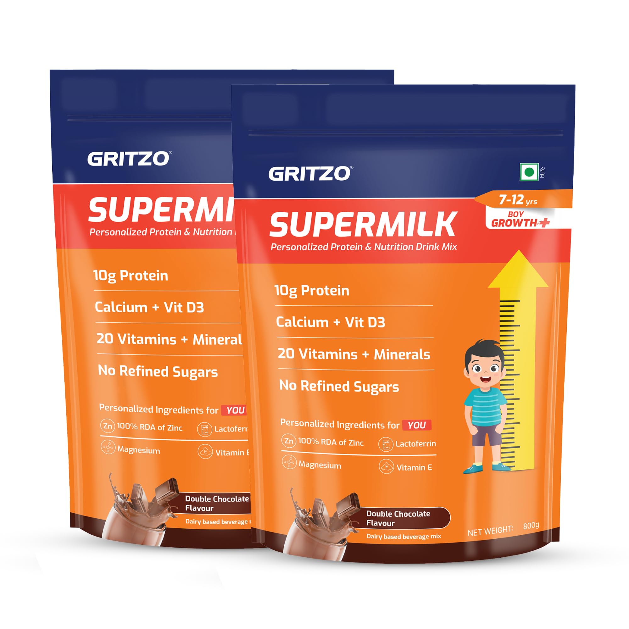 Gritzo SuperMilk Growth (7-12y Boy), Double Chocolate, 400g — Amazon image 11