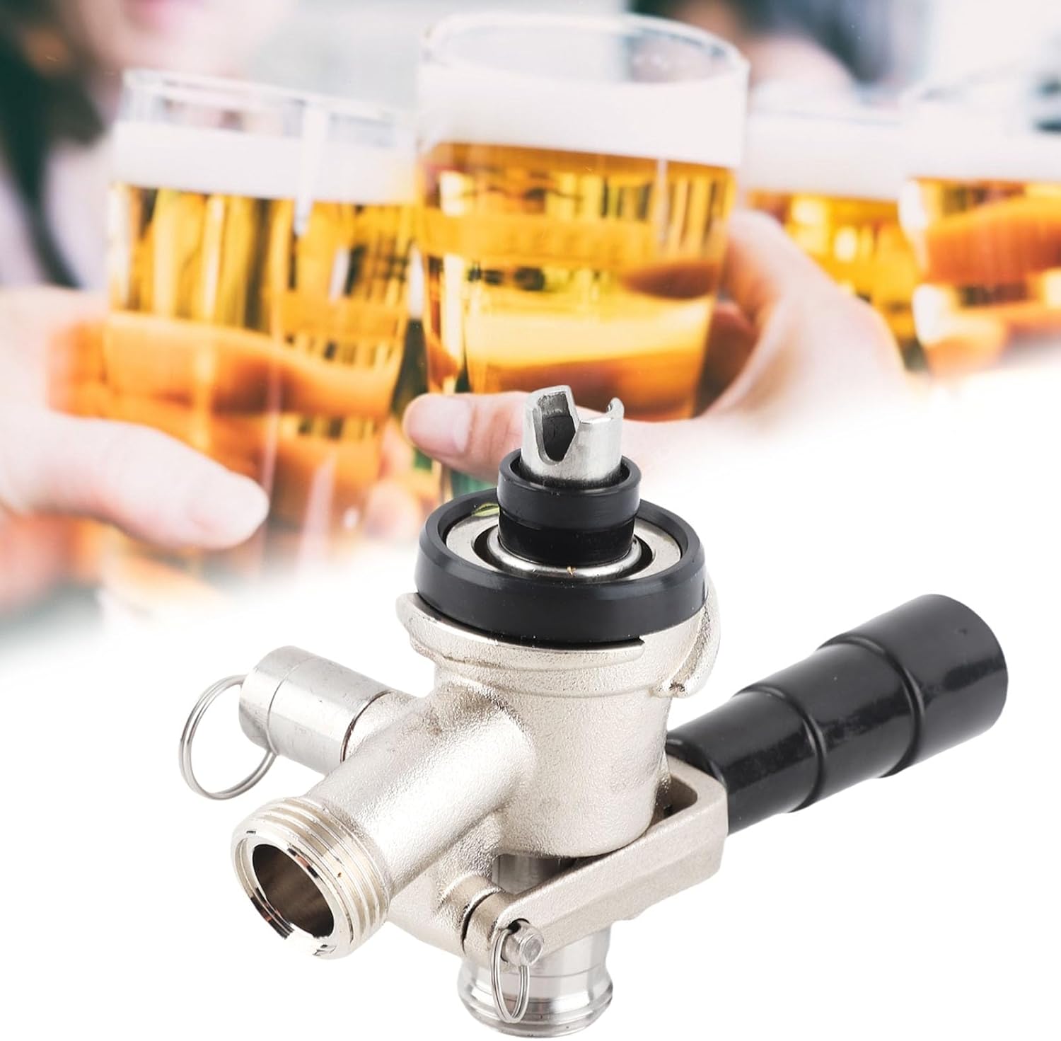 Fdit Draft Beer Dispenser European Keg Coupler S Type Draft Beer Dispenser with Safety Pressure Relief Valve for Home Brewing System