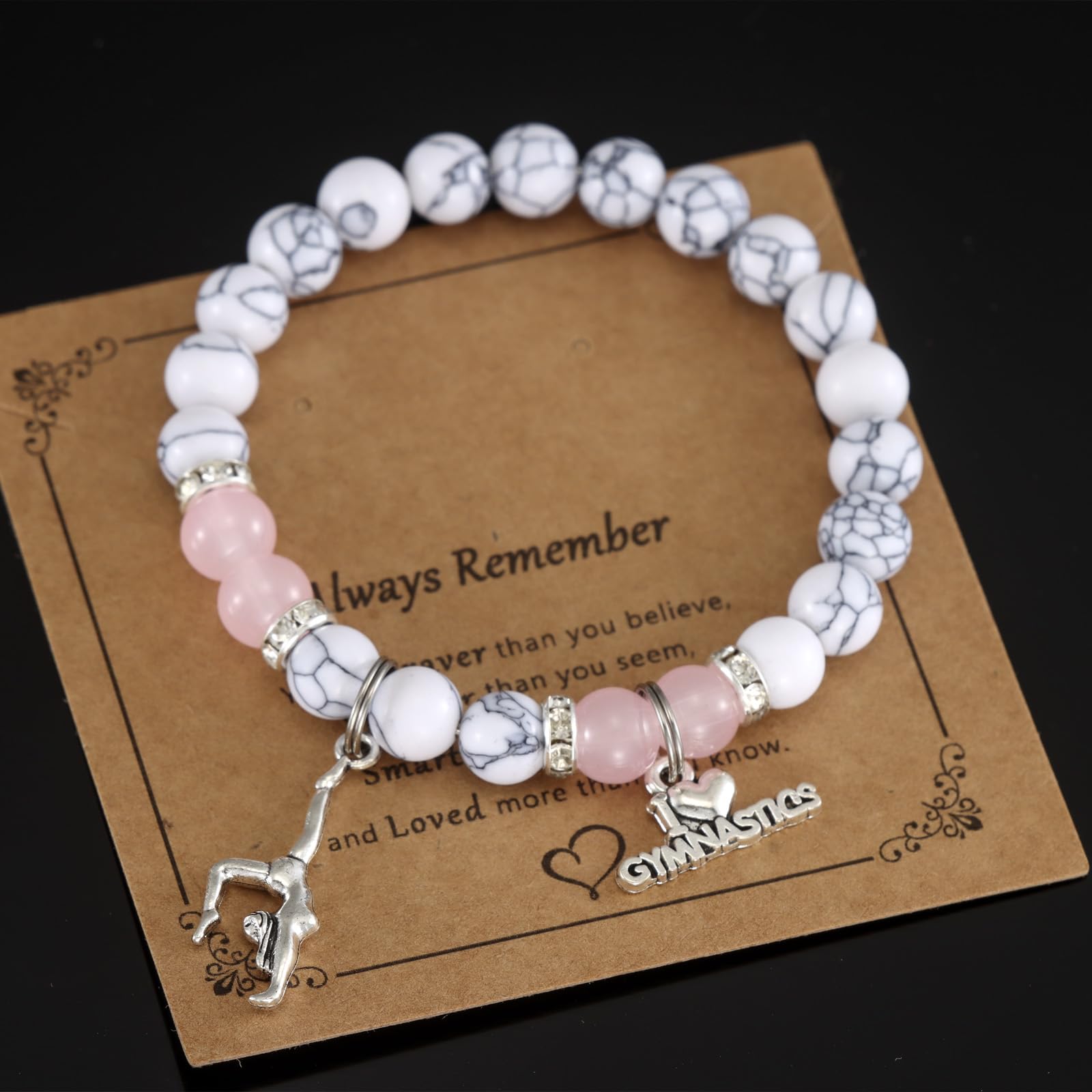 HUTIMY Gymnast Gifts for Women Female Cute Gymnastic Coach Jewelry Beads Gymnastics Bracelet