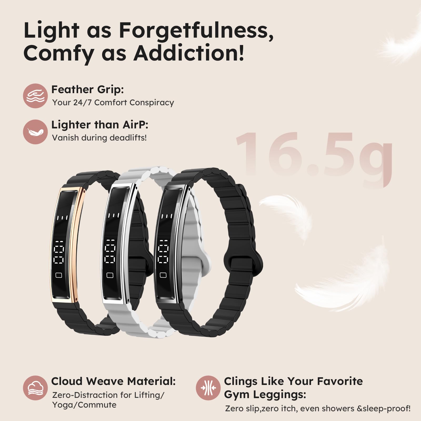 findtime Pulsera inteligente con podómetro, monitor de actividad estrecha, monitor de sueño, IP68, resistente al agua, para iOS y Android