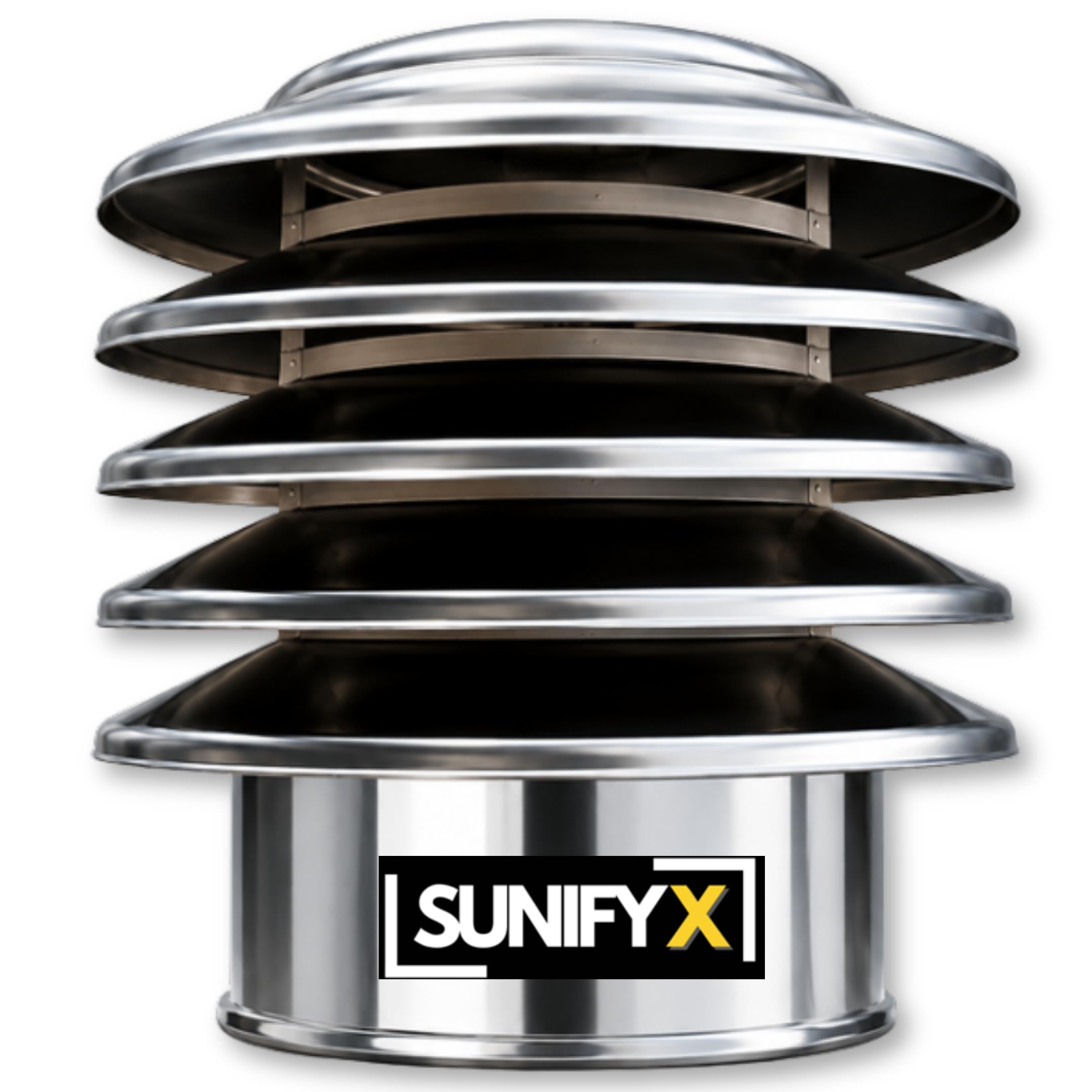 SUNIFY Edelstahl Lamellenaufsatz, Schornsteinabdeckung, Kaminhaube DN150